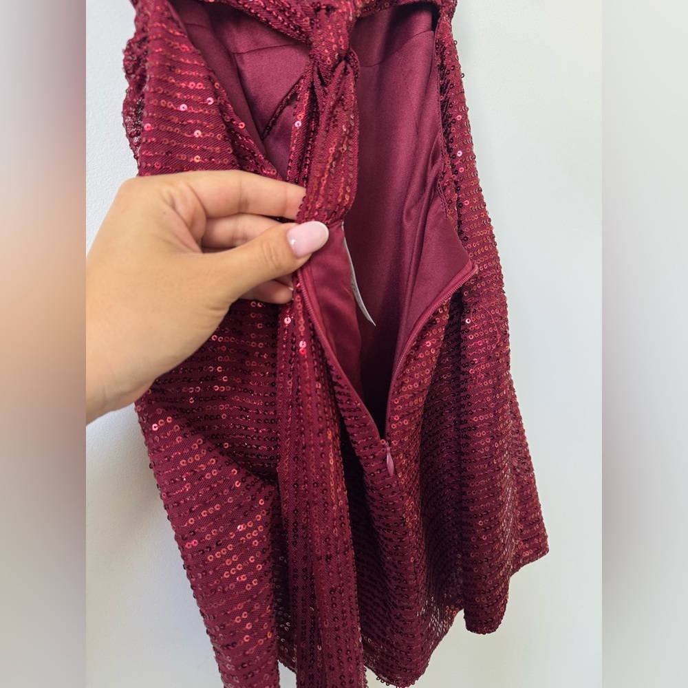 Lucy in the Sky Burgundy Sequin Mini Dress - Picture 11 of 15